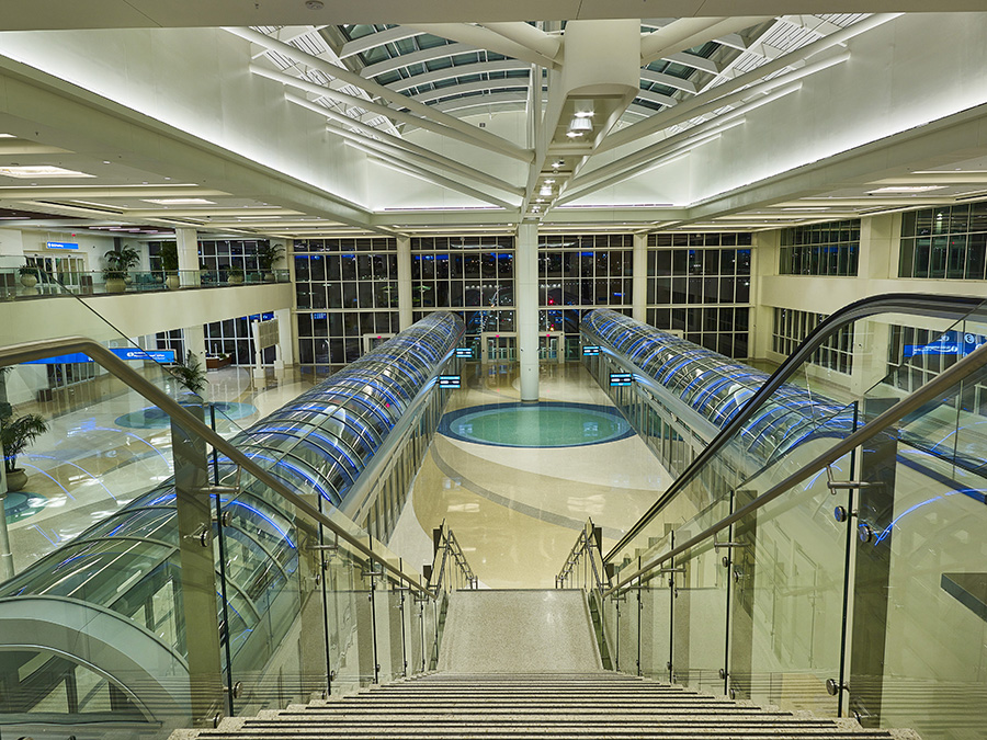 Orlando International Airport (MCO) - View from the bridge between Parking  Garage C and the South Airport APM Complex