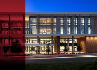 Light-filled laboratory during dusk