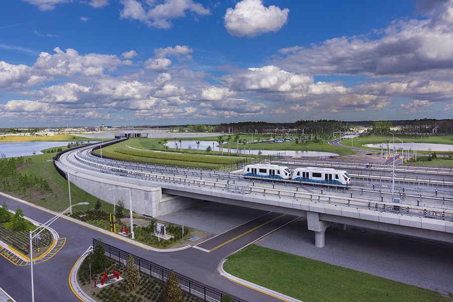 Orlando International Airport (MCO) - View from the bridge between Parking  Garage C and the South Airport APM Complex