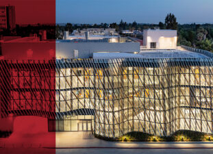 Light-filled building with an undulating glass façade