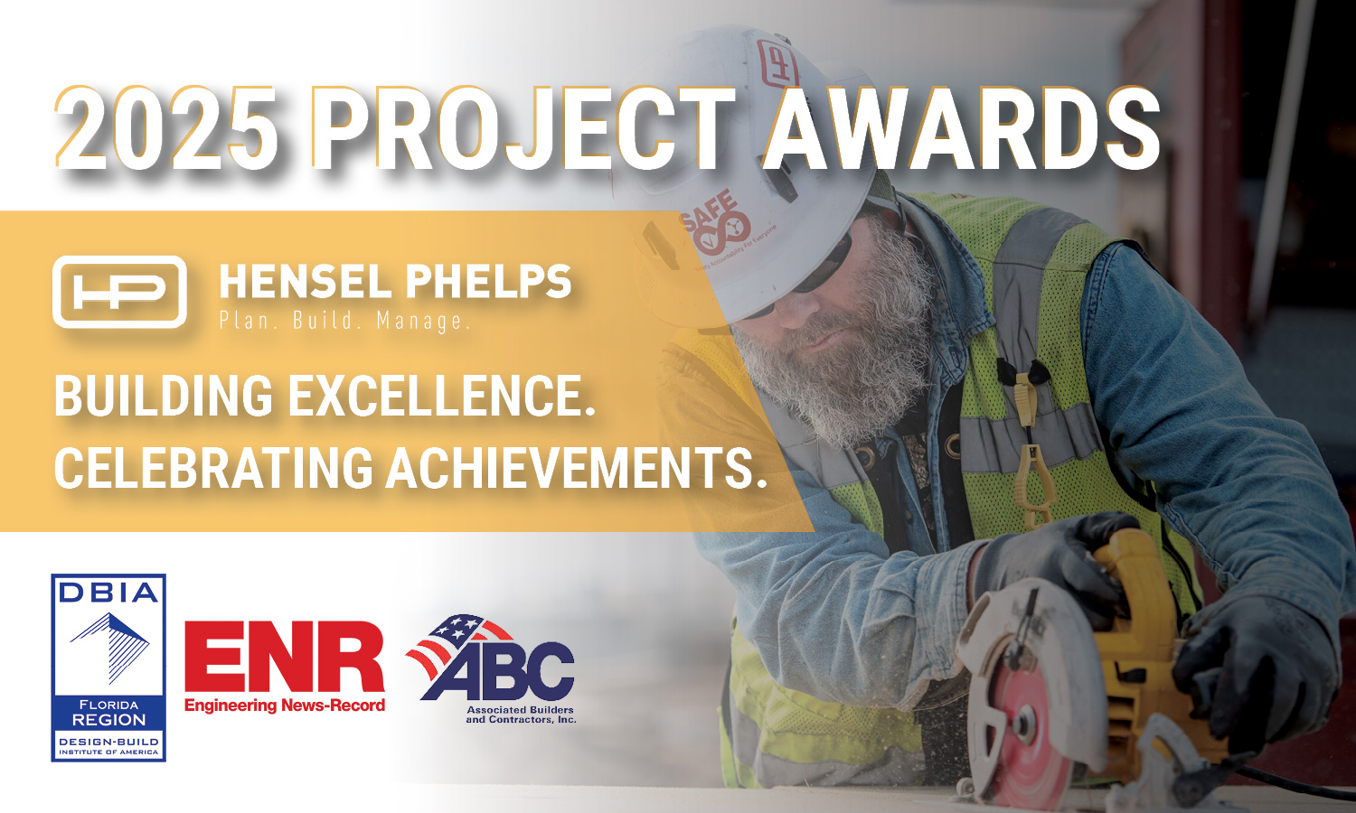 graphic announcing Hensel Phelps winning awards from multiple publications.