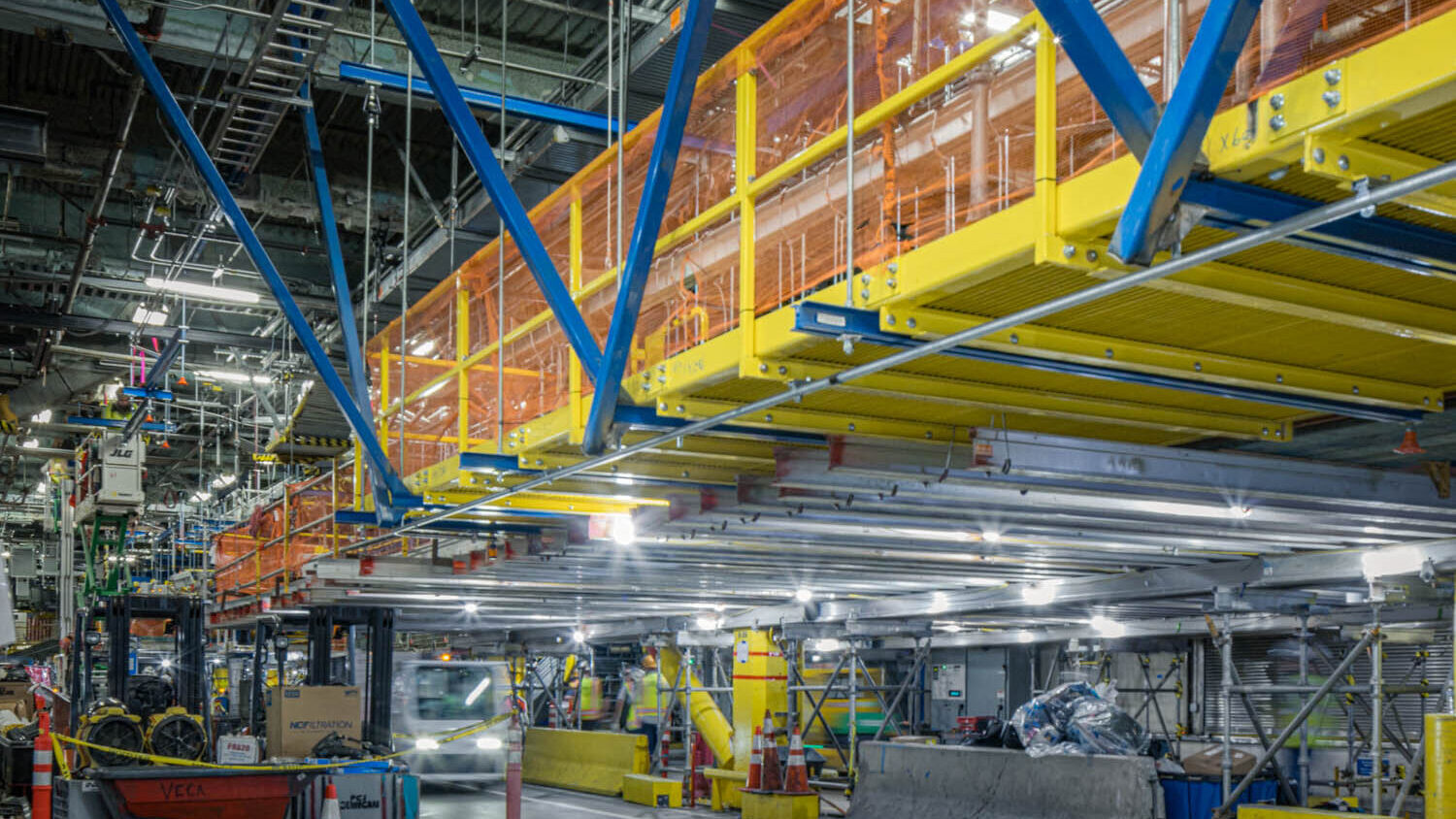 SEA Baggage system overhead showing levels of the system