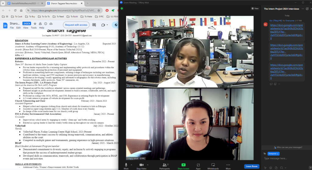 Tiffany volunteering as part of LA Promise Fund’s Career Pathway Connections program.