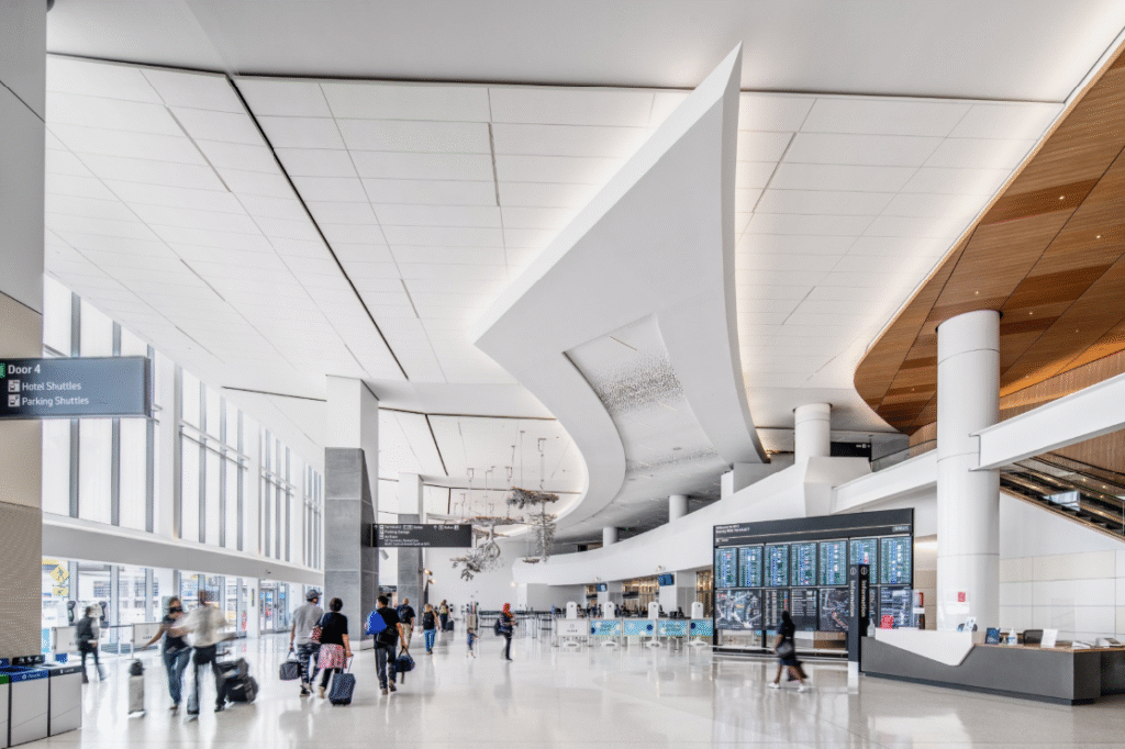 San Francisco International Airport Harvey Milk Terminal 1 lobby interior.