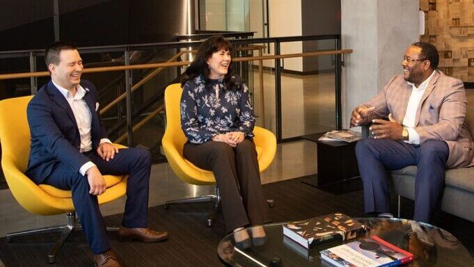 Hensel Phelps Corporate Director of Supplier Diversity Brad Lewis [right] Meets with the Barbour Group President/Owner Karen Barbour [middle] and Surety Bond Producer Joshua Lopez [left] to discuss Head Start Bonding Program growth and expansion. The program’s success has been anchored by the unwavering partnership between The Barbour Group, RLI Surety and Hensel Phelps.