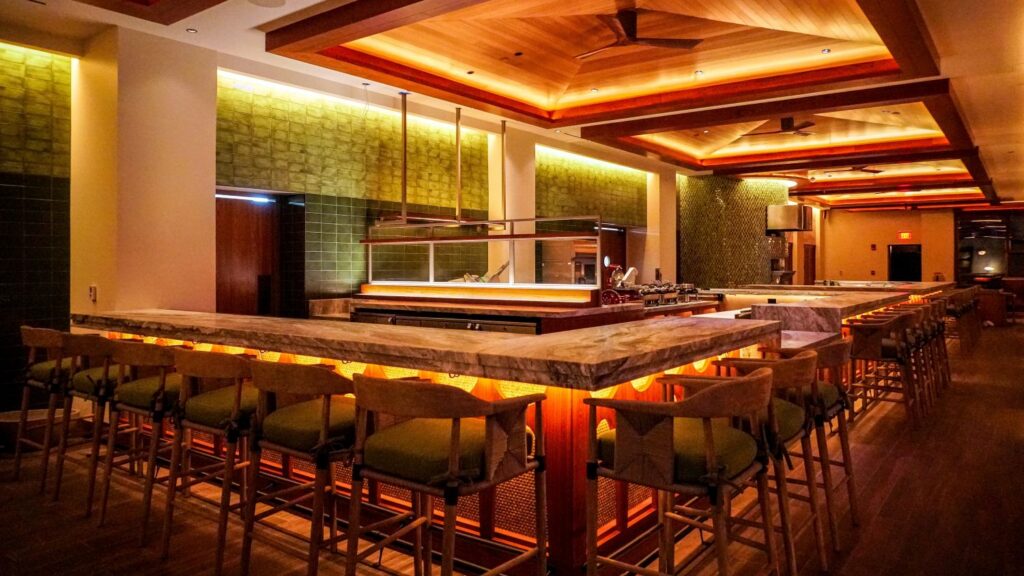 Completed while maintaining resort operations, the Four Seasons Osteria Mozza Lanai and Front Entry Renovations enhanced the guest arrival experience and transformed key dining and gathering spaces.
