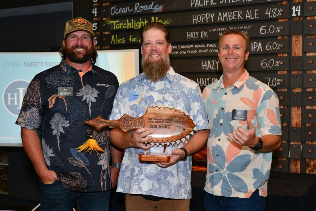 Trade partner representatives receive awards during a recognition ceremony honoring outstanding leadership and performance in safety and quality at a Trade Partner Appreciation event in Hawaii.