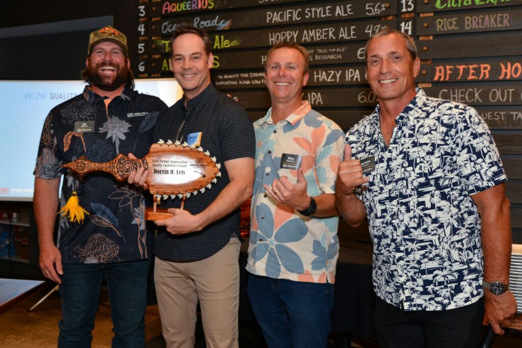 Trade partner representatives receive awards during a recognition ceremony honoring outstanding leadership and performance in safety and quality at a Trade Partner Appreciation event in Hawaii.