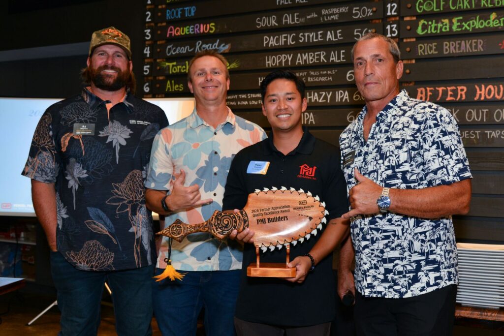 Trade partner representatives receive awards during a recognition ceremony honoring outstanding leadership and performance in safety and quality at a Trade Partner Appreciation event in Hawaii.