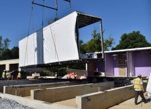 prefabricated panels installed on a construction site